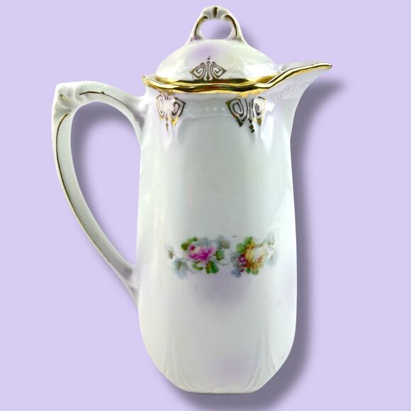 Antique Art Nouveau Demitasse Chocolate Pot/Espresso Set Three Crown Germany 7pc - Picture 5 of 15